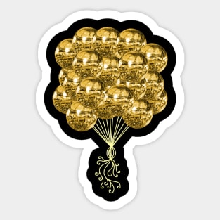 Glittery Gold Disco Ball Balloons Sticker